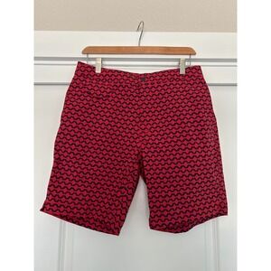 J.Crew Mens Red Navy Blue Geometric Diamond Board Shorts Swim Trunks Size 31